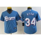 Youth Texas Rangers #34 Nolan Ryan Light Blue Team Logo Cool Base Jersey