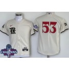 Youth Texas Rangers #53 Adolis Garcia Cream City 2023 World Series Champions Cool Base Jersey