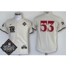 Youth Texas Rangers #53 Adolis Garcia Cream City 2023 World Series Cool Base Jersey