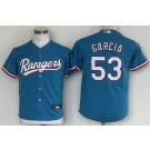 Youth Texas Rangers #53 Adolis Garcia Light Blue Cool Base Jersey