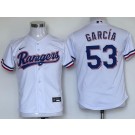 Youth Texas Rangers #53 Adolis Garcia White Cool Base Jersey