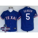 Youth Texas Rangers #5 Corey Seager Royal 2023 World Series Champions Cool Base Jersey