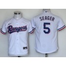 Youth Texas Rangers #5 Corey Seager White Cool Base Jersey