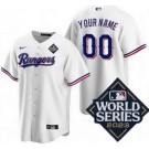 Youth Texas Rangers Customized White 2023 World Series Cool Base Jersey