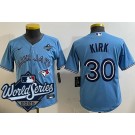 Youth Toronto Blue Jays #30 Alejandro Kirk Light Blue 2025 World Series Cool Base Jersey