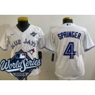 Youth Toronto Blue Jays #4 George Springer White 2025 World Series Cool Base Jersey