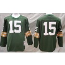 Men's Green Bay Packers #15 Bart Starr Green Long Sleeve Throwback Jersey
