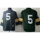 Men's Green Bay Packers #5 Paul Hornung Green Long Sleeve Throwback Jersey