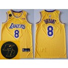 Men's Los Angeles Lakers #8 Kobe Bryant Yellow KB Patch Icon Sponsor Swingman Jersey