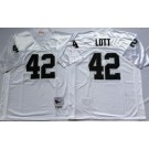Men's Oakland Raiders #42 Ronnie Lott White Throwback Jersey