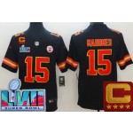 Men's Kansas City Chiefs #15 Patrick Mahomes II Limited Black C Patch Super Bowl LVII Vapor Jersey